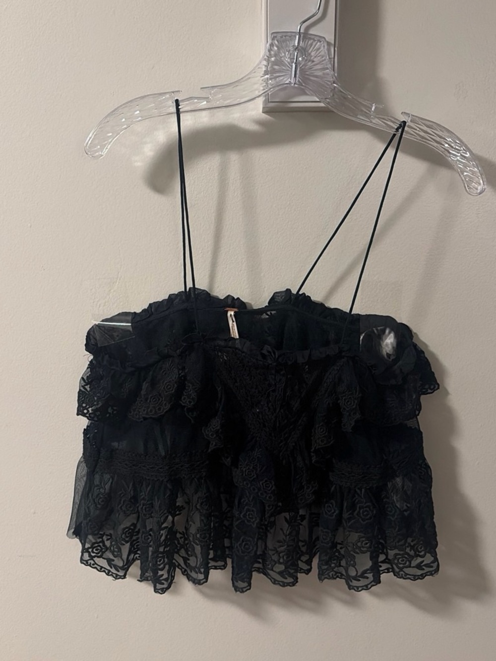 Free People Black Lace Ruffle Cami Top - Women's